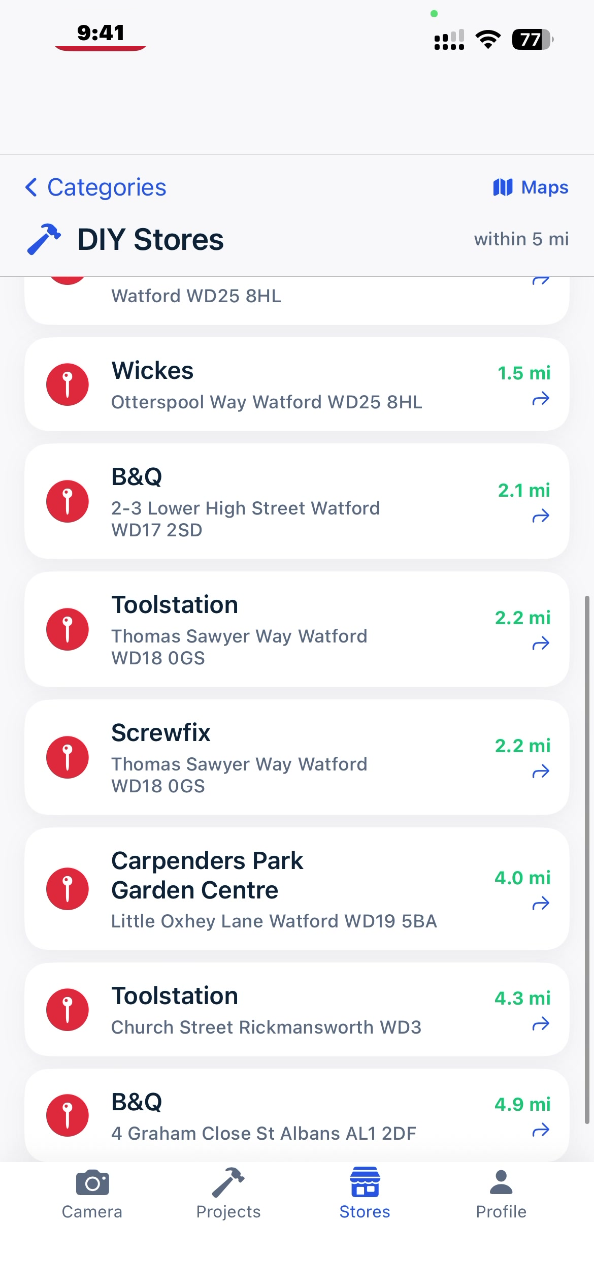 Nearby stores